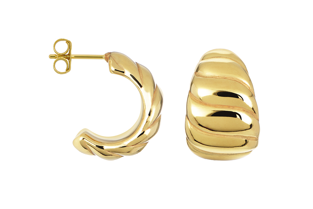 Sterling silver  electroform ribbed hoop earrings