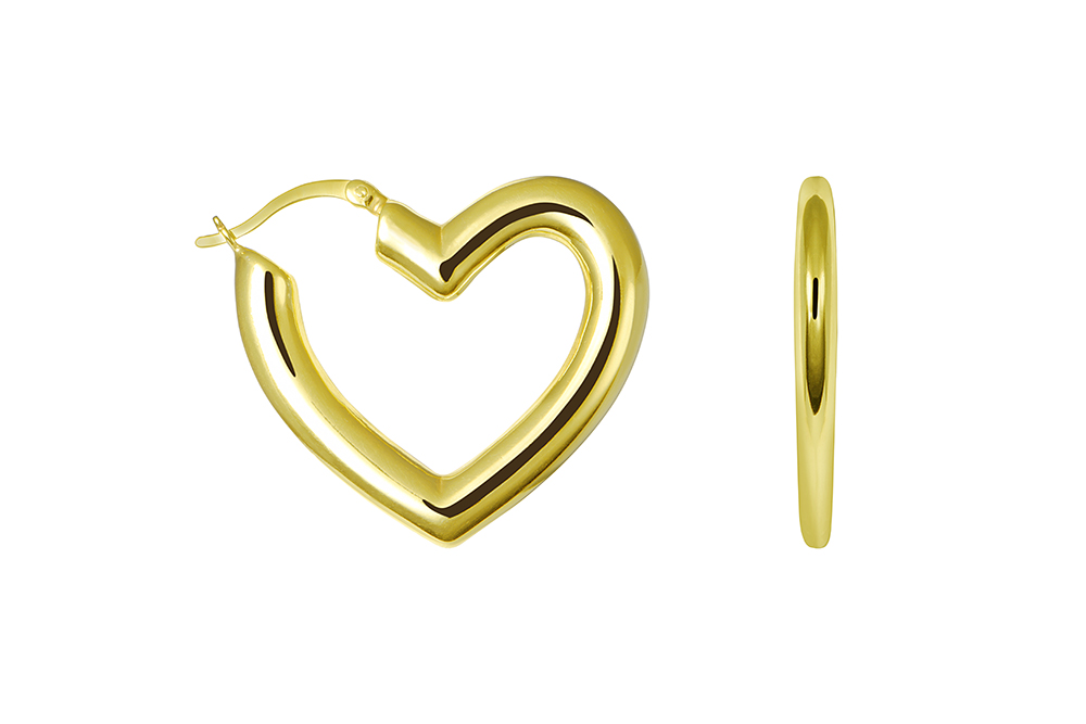 Pendiente plata 925 aro corazón electroform