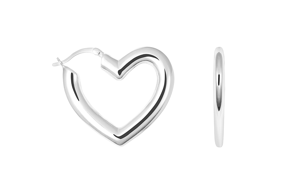 Pendiente plata 925 aro corazón electroform