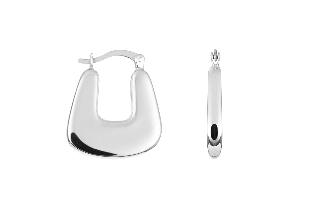 [18299EPL] Sterling silver electroform flat hoop earring (Sterling silver)