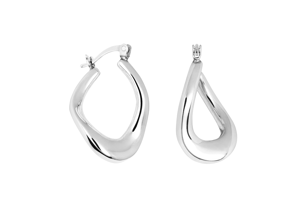 Pendiente plata 925 aro irregular medio giro