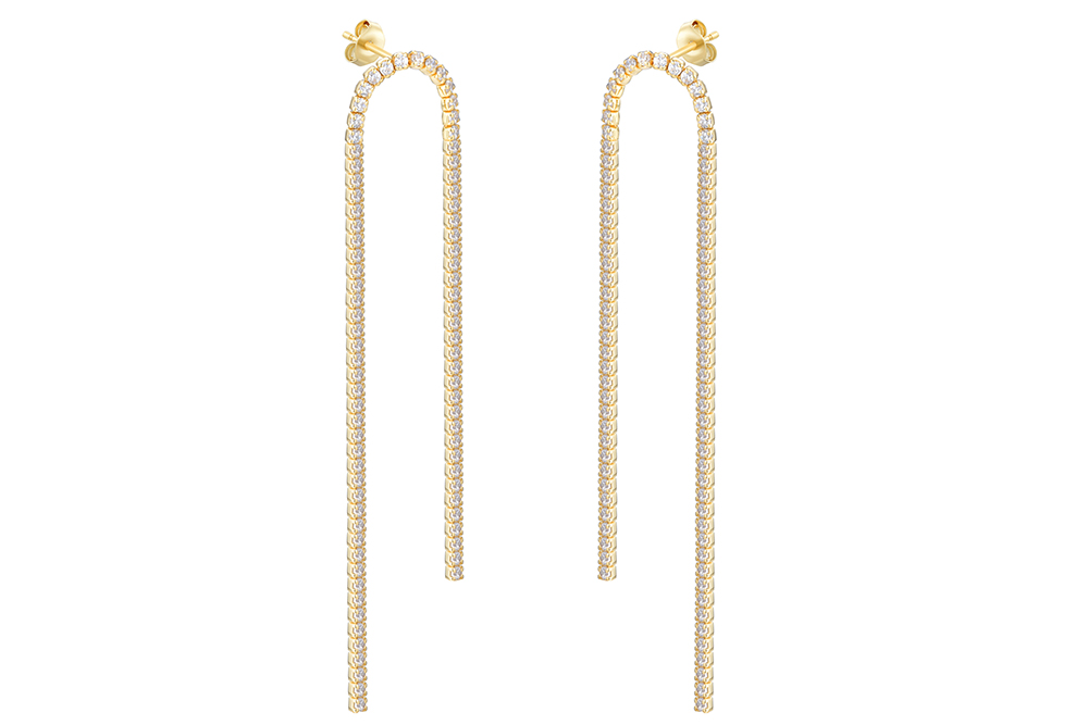Sterling silver long rivière-style earring
