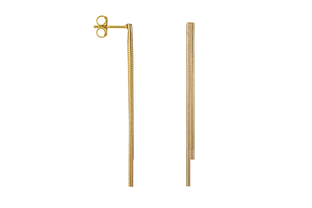 Sterling silver two snake chains long earring