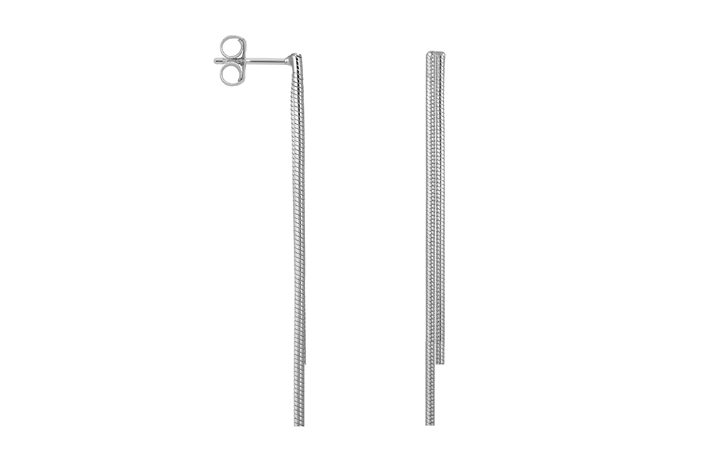 Sterling silver two snake chains long earring