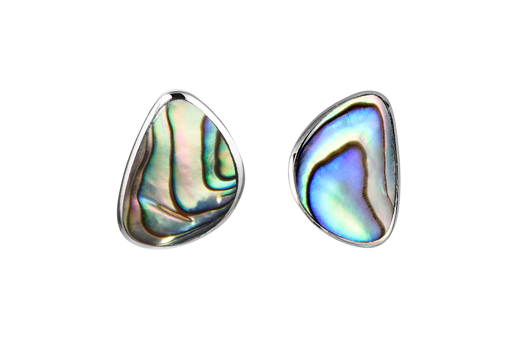 Pendiente plata 925 forma piedra irregular