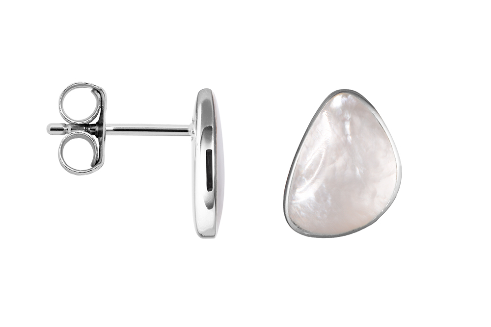 Sterling silver abalone and mother of pearl irregular shape earring