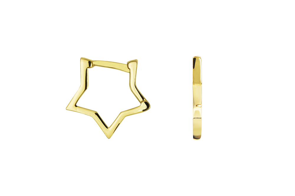 Pendiente plata 925 aro estrella 15x2mm