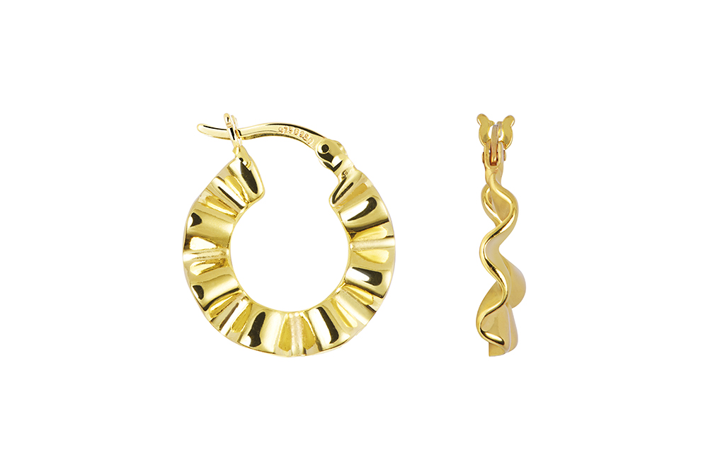 Sterling silver wavy design hoop earring