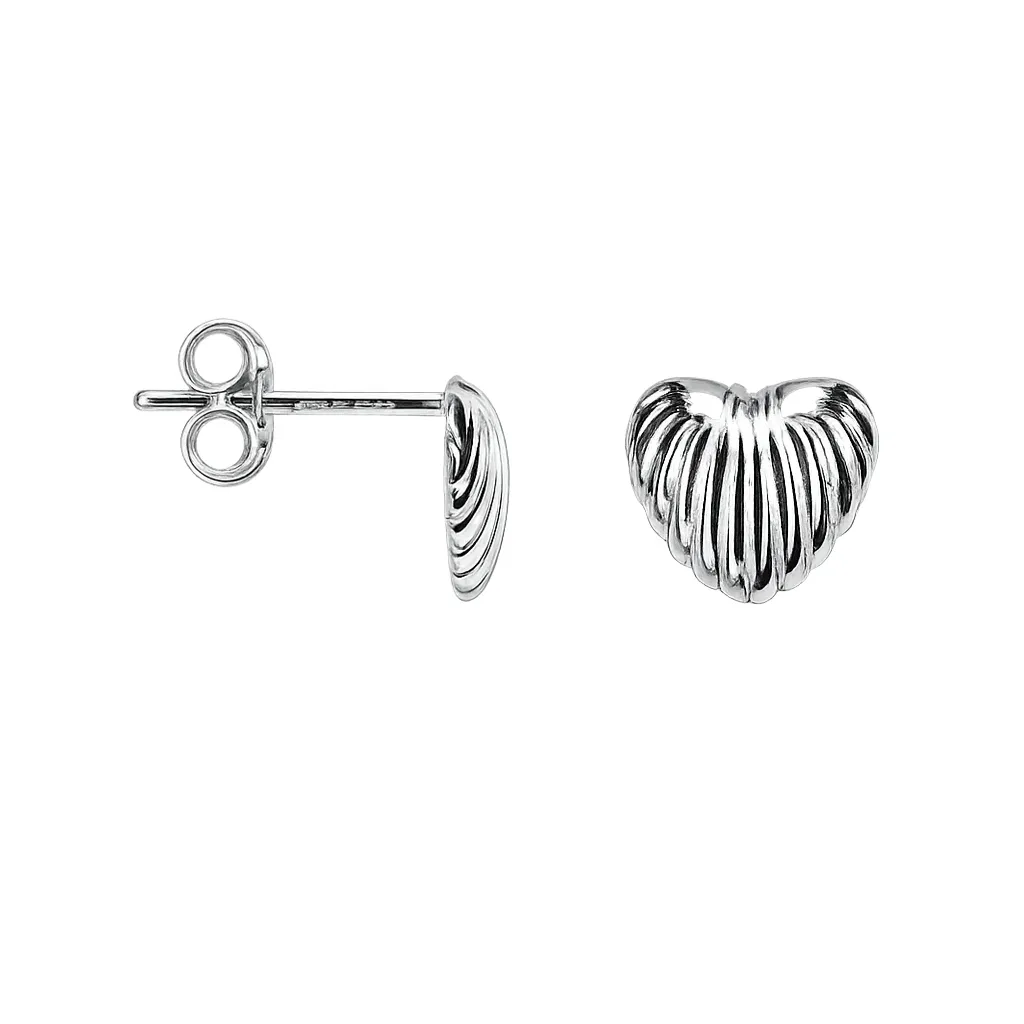 Sterling silver scalloped heart earring