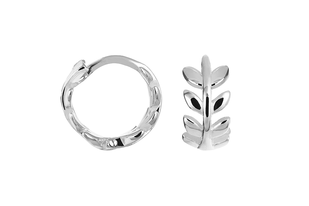 Pendiente plata 925 aro hoja de laurel