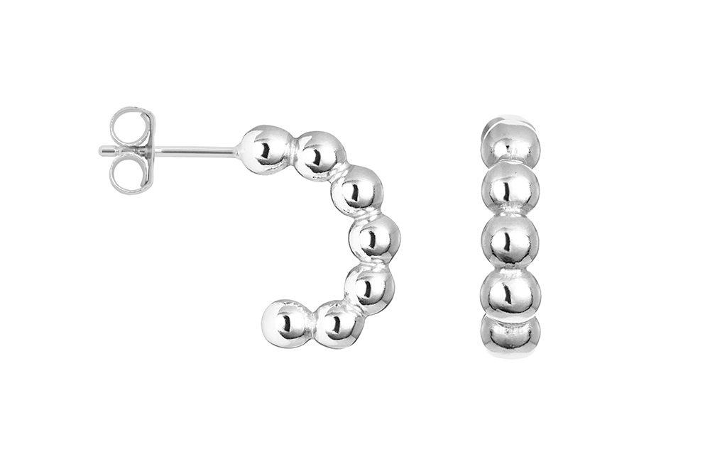 Pendiente plata 925 aro bolas de 4 mm