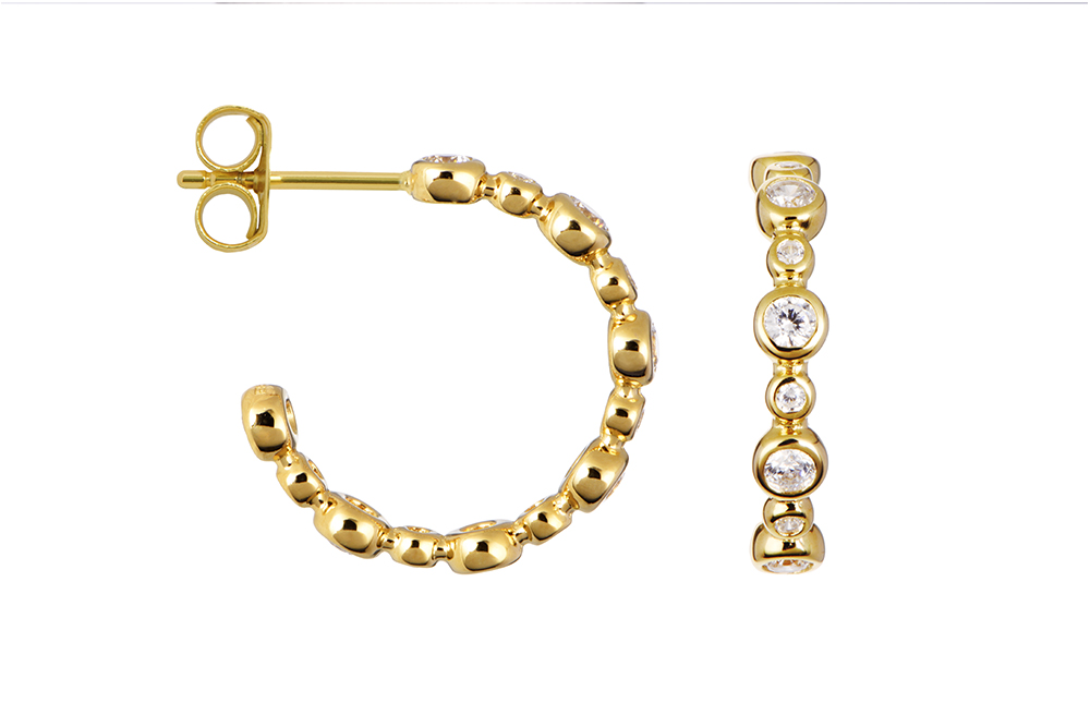 Sterling silver mix zirconia shape hoop earring