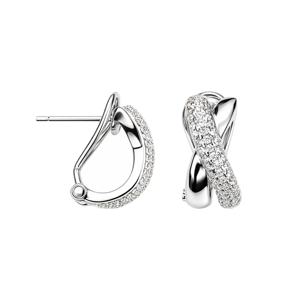 Sterling silver cubic zirconia crossed earring