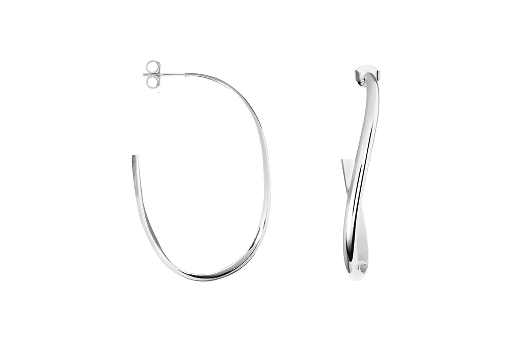 Pendiente plata 925 aro cinta 2mm con medio giro