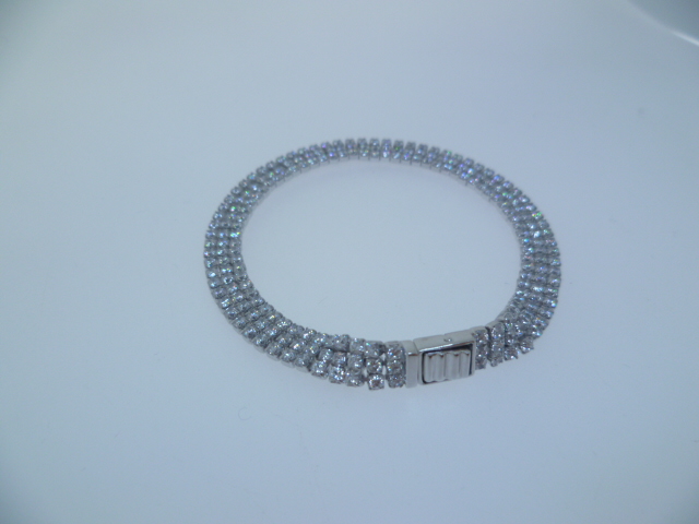 Tennis bracelet white cz 18cm rhodium