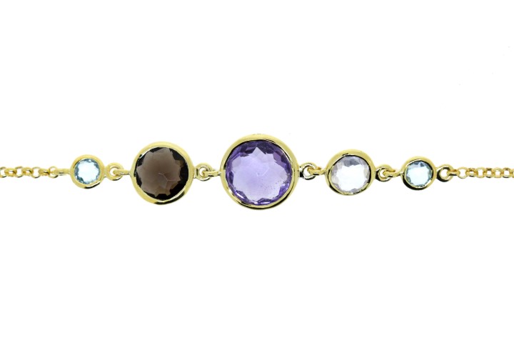 Pulsera plata 925 amatista cuarzo y topacio azul