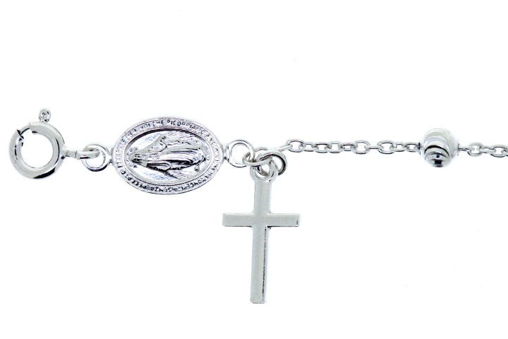 [0717001900RD] Pulsera rosario con bola diamantada