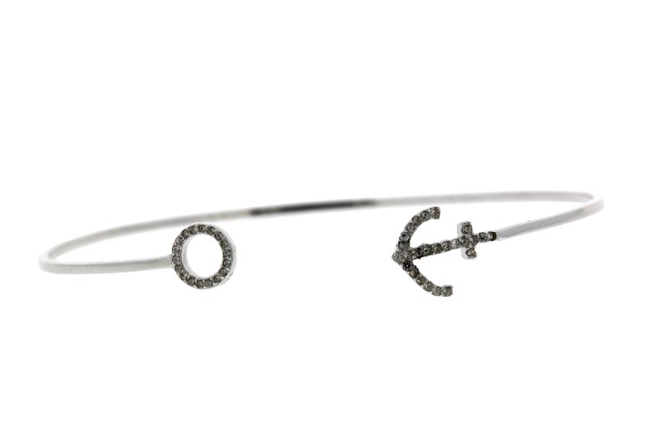 Pulsera brazalete con zirconita ancla