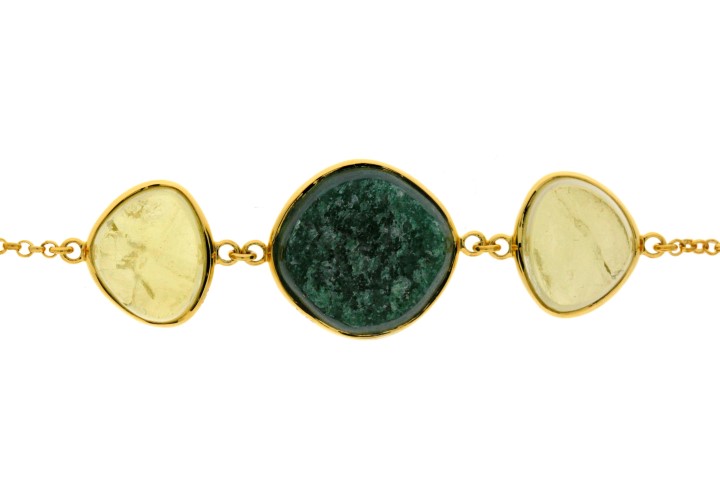 Silver 925 aventurine green and l quartz bracelet