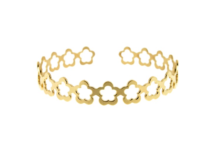 Pulsera plata 925 brazalete rigido flor