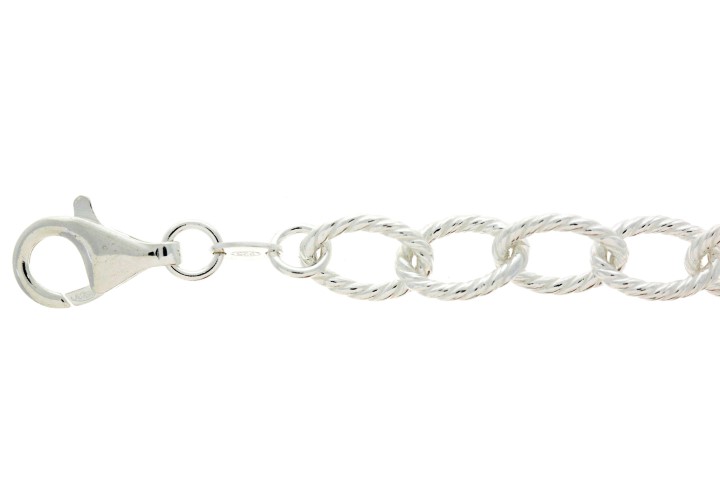 Pulsera plata 925 forzada oval rayada