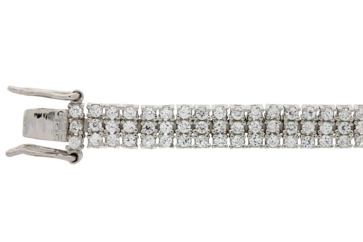 Silver 925 bracelet riviere cz 18cm rhodium