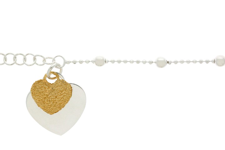 Silver 925 heart bracelet 16+5cm rhodium