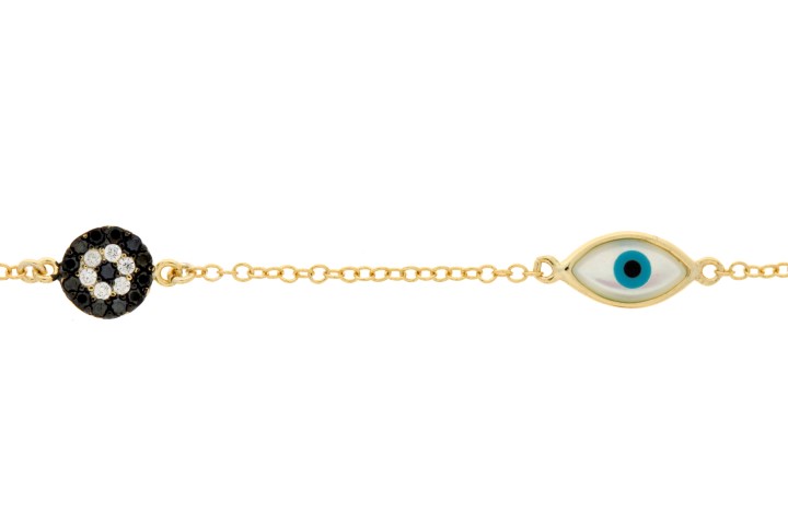 [08691P162WNE] Silver 925 bracelet turkish ey 16+5cm gold plated