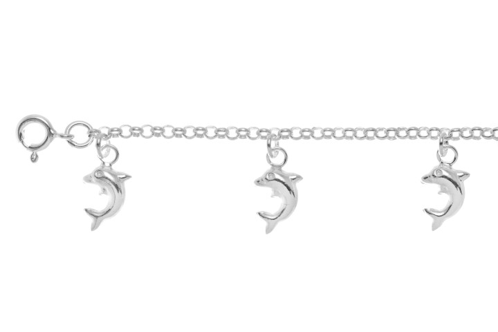 [08958T2000PL] Tobillera plata 925 con delfines