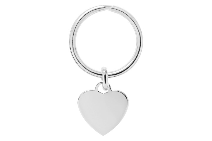 Llavero plata 925 aro placa corazon 30x23mm