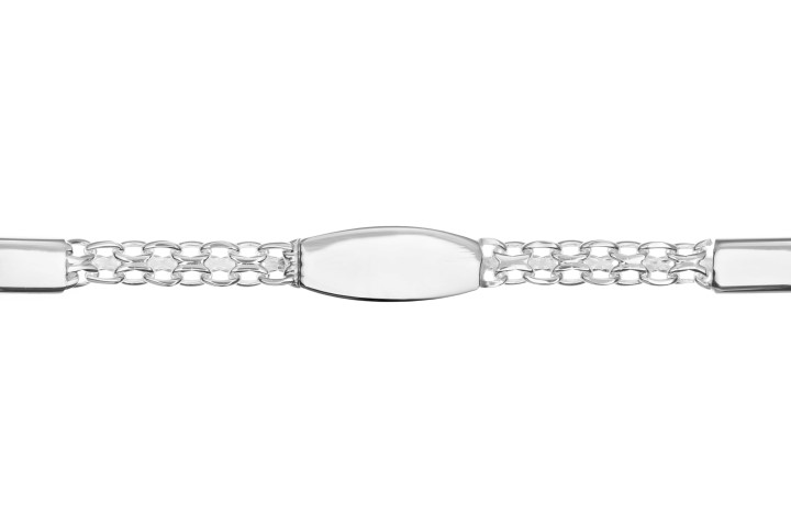 Sterling silver bismark chain id bracelet with 3 engravable plates