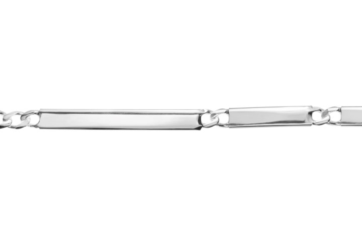 Sterling silver curb chain id bracelet with 5 engravable plates