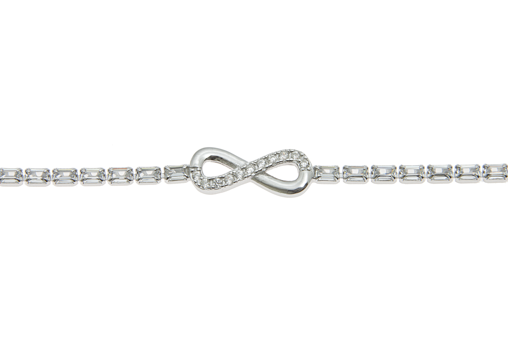 Pulsera plata 925 riviere baguete 1l cz infinito