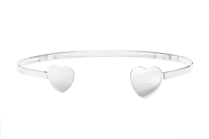 Pulsera brazalete plata 925 abierta corazon