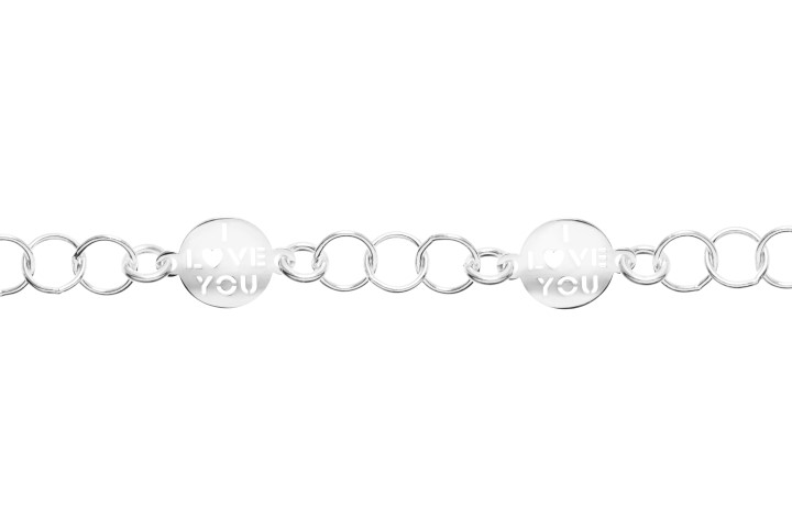 Silver 925 i llove you bracele 16+5cm sterling silver