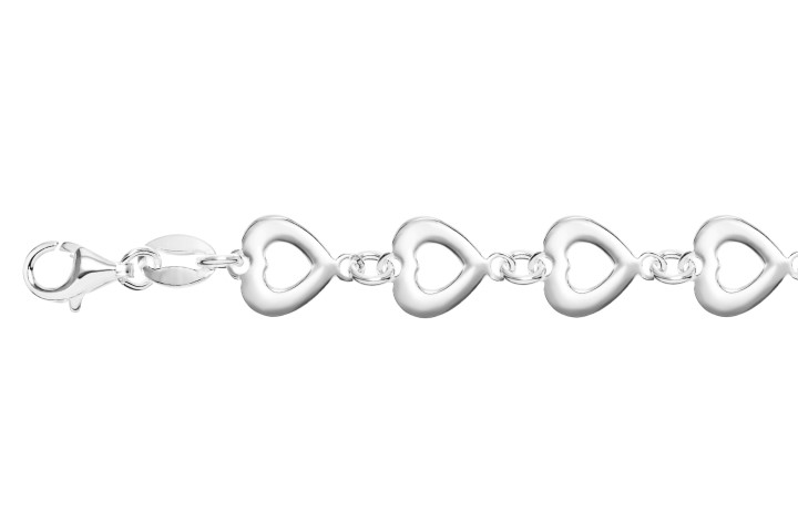 Silver 925 hearts bracelet 16+5cm sterling silver