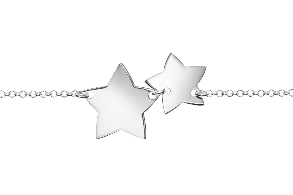 Pulsera plata 925 placa 2 estrellas