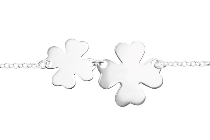 Pulsera plata 925 2 placas trebol