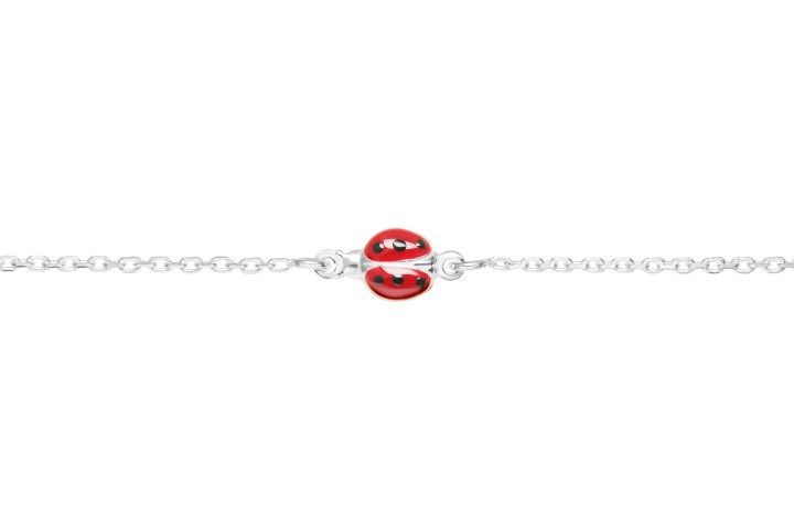 Silver 925 enamel ladybug bracelet