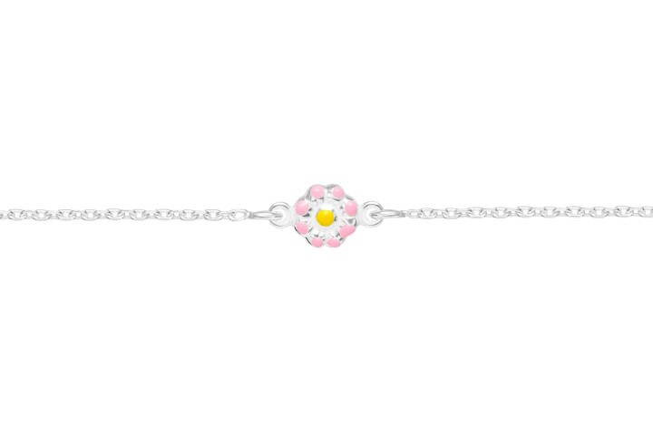 [09773P130ROS] Pulsera plata 925 flor esmaltada