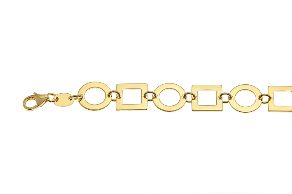 Pulsera plata 925 cuadrados y circulos