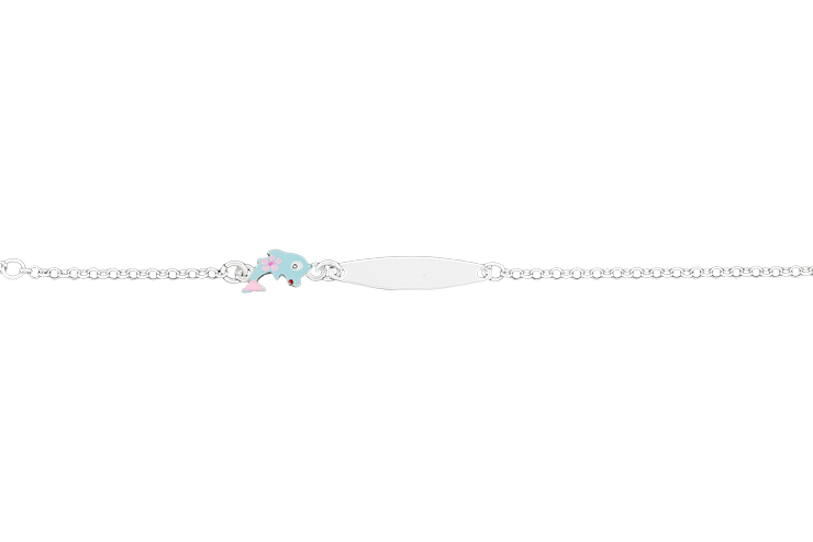 Pulsera plata 925 delfin esmaltada con placa
