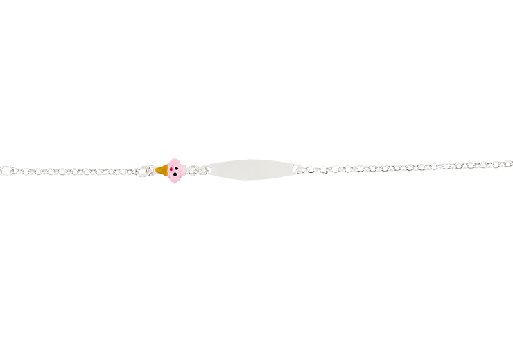Pulsera plata 925 helado esmaltada con placa