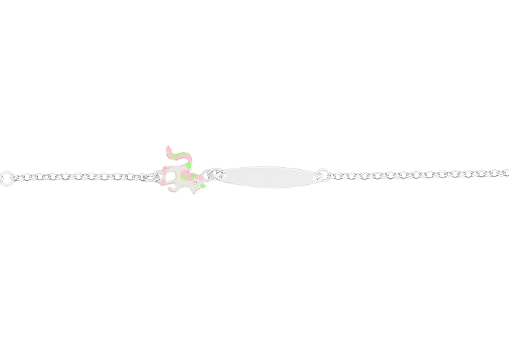 [11607P140ERS] Pulsera plata 925 unicornio esmaltada con placa