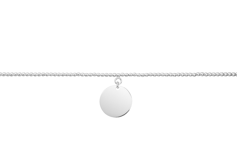Pulsera plata 925 bolitas con placa 15mm