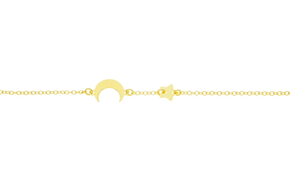 Pulsera plata 925 luna y estrella