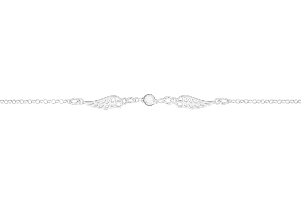 Pulsera plata 925 dos alas con bola