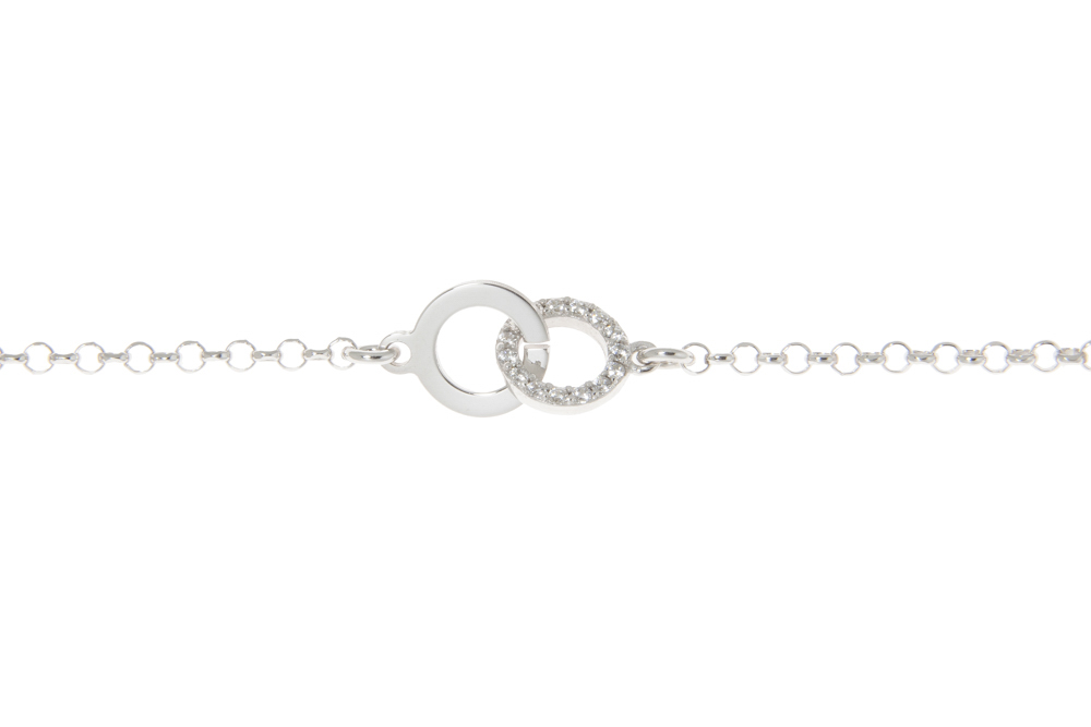 Pulsera plata 925 dos circulos zirconita