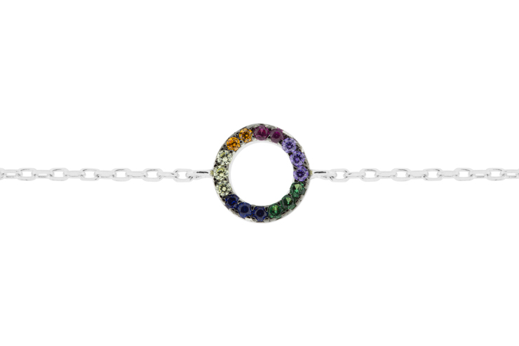 Pulsera plata 925 circulo con zirconitas multicolo