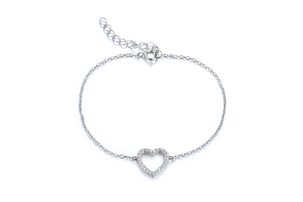 Pulsera plata 925 corazón zirconita